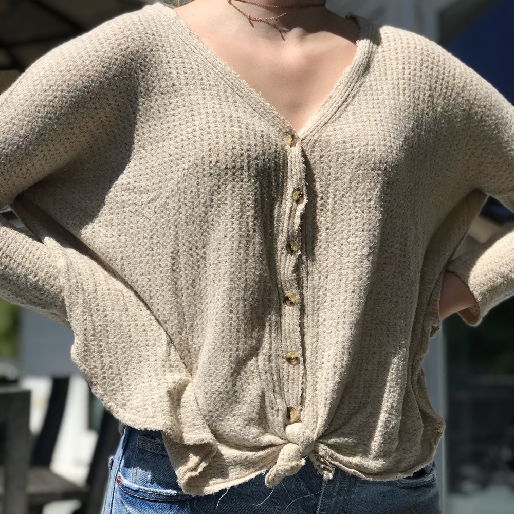 Urban Outfitters Cream Button Down Sweater